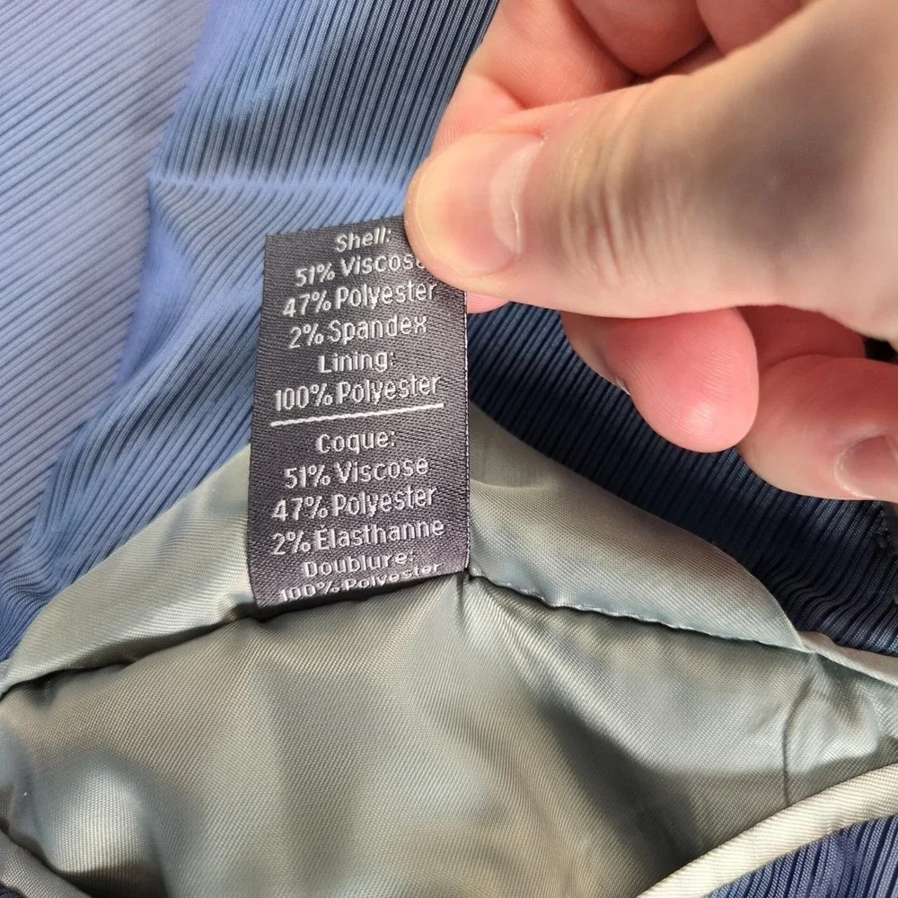 GS Perfect Fit Navy Blazer Jacket Mens 52R Brass Crest Buttons Stretch Preppy‎